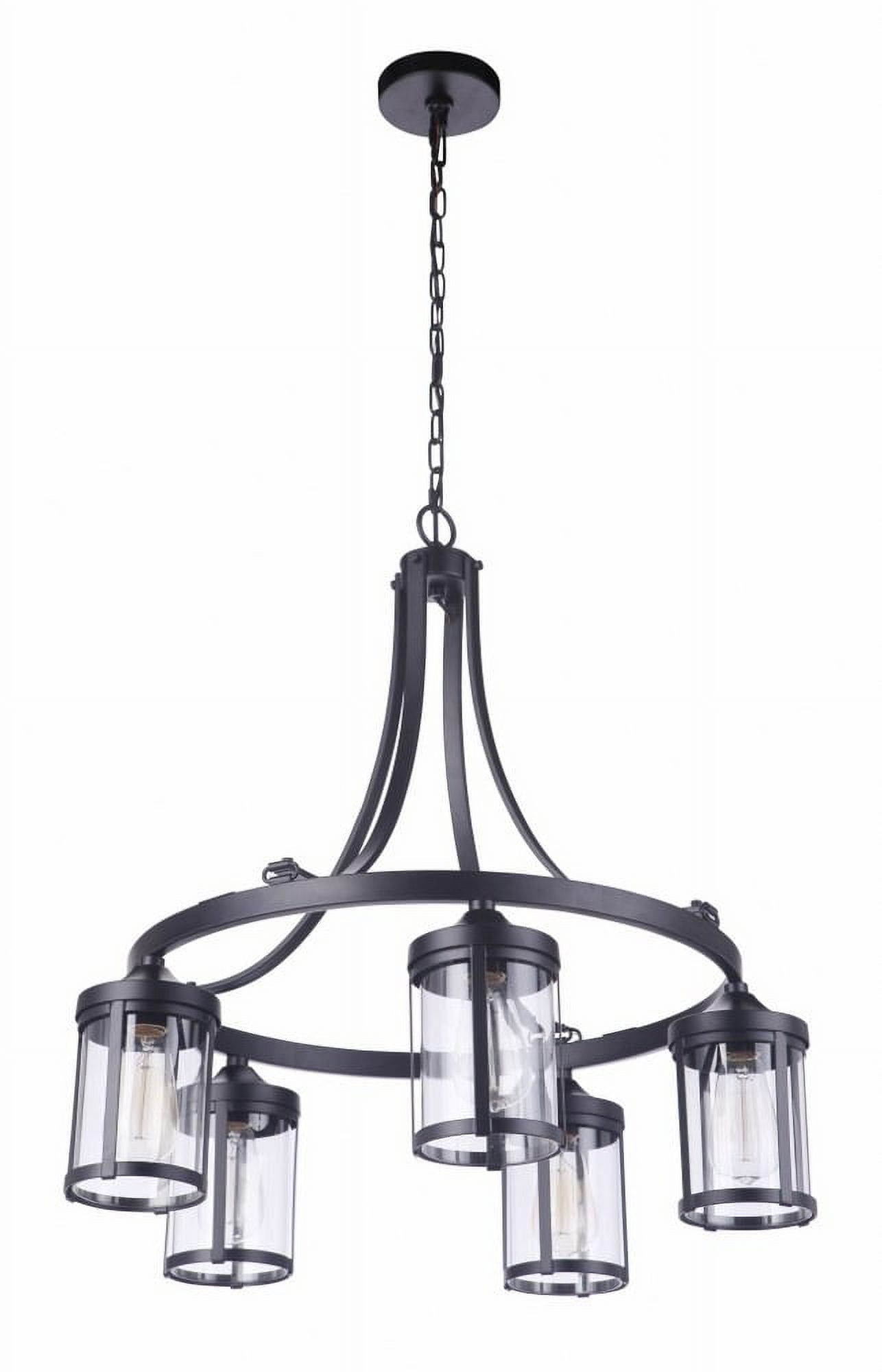 Flat Black Crystal Cylinder 5-Light Chandelier