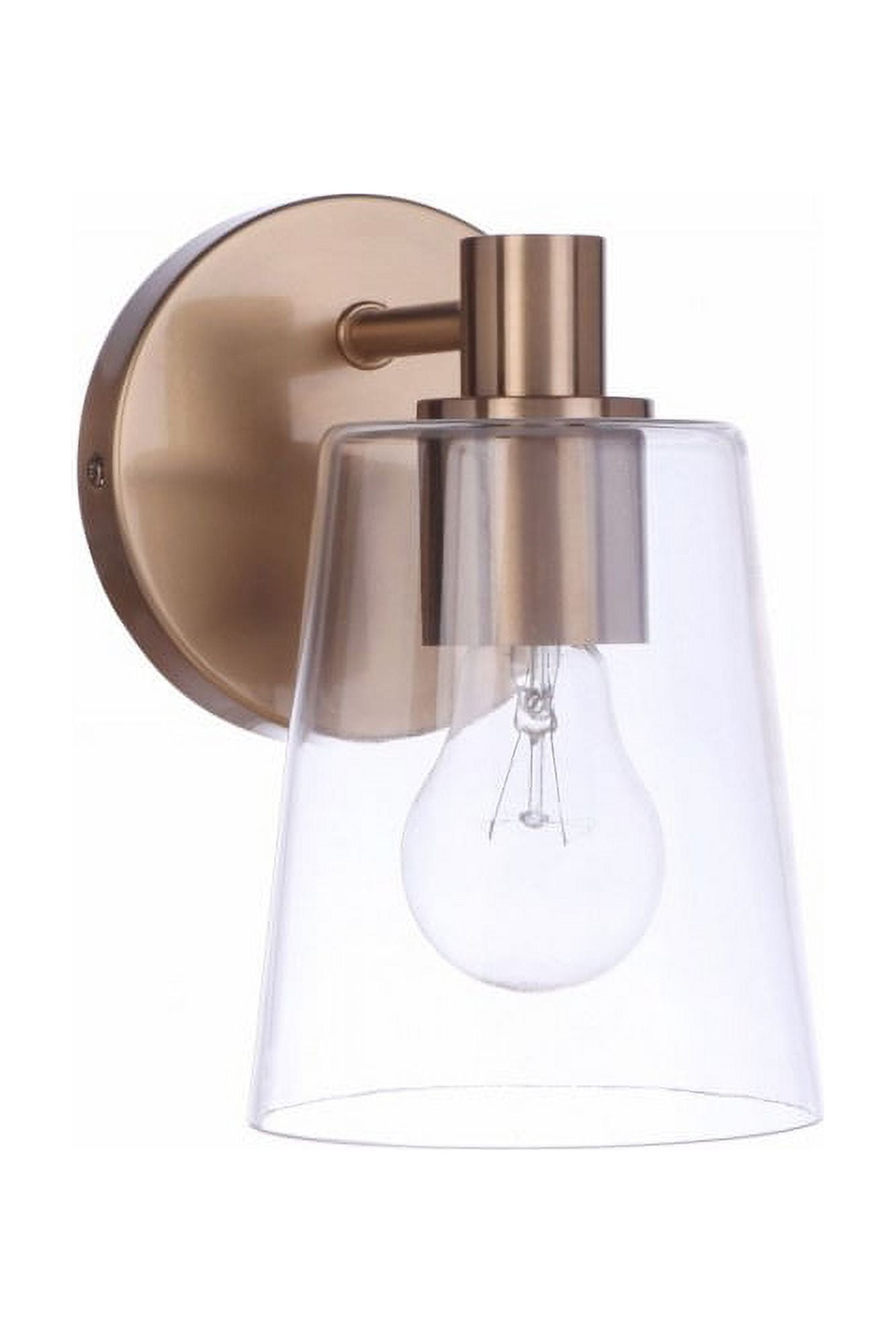 Emilio Transitional Satin Brass Wall Sconce with Clear Glass