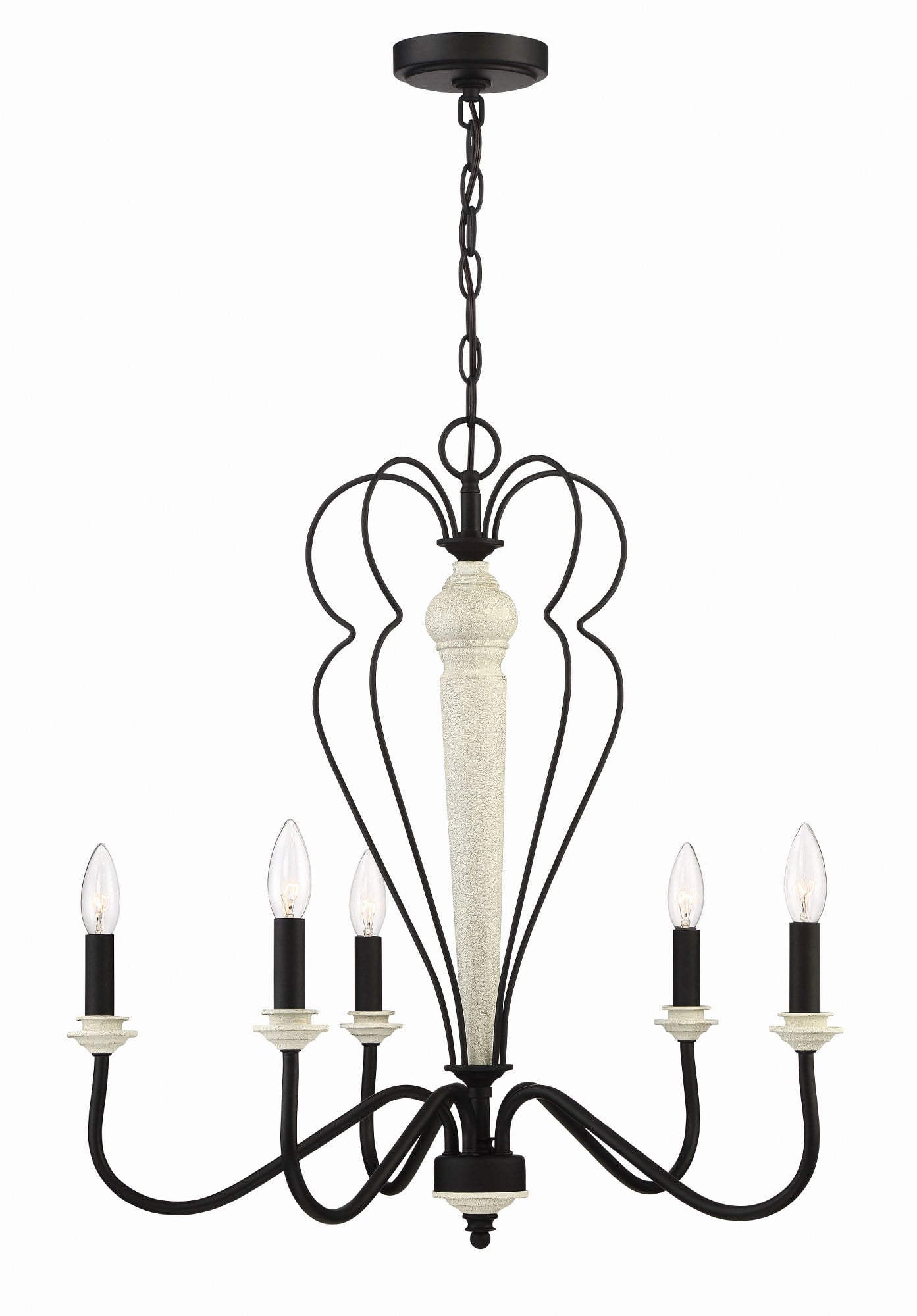 Modern Ambient Black 25.5" Ceiling Chandelier with White Plug-In
