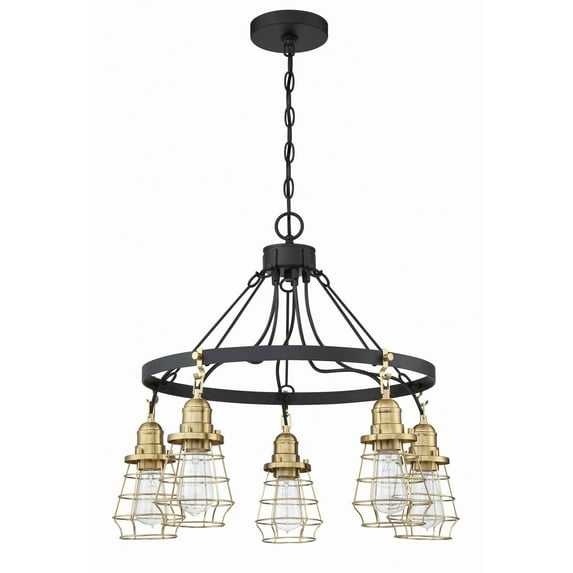 50625-FBSB Craftmade Lighting Thatcher - 5 Light Cage Down Chandelier In Transitional/Modern and Contemporary Style-22 Inches Tall and 25 Inches