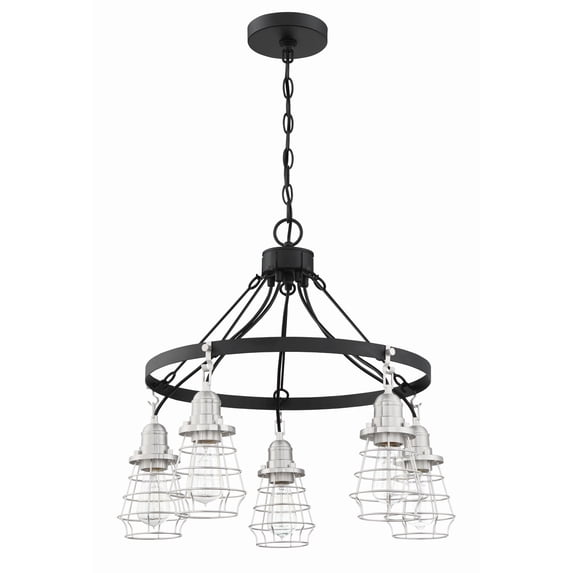 50625-FBBNK Craftmade Lighting Thatcher - 5 Light Cage Down Chandelier In Transitional/Modern and Contemporary Style-22 Inches Tall and 25 Inches