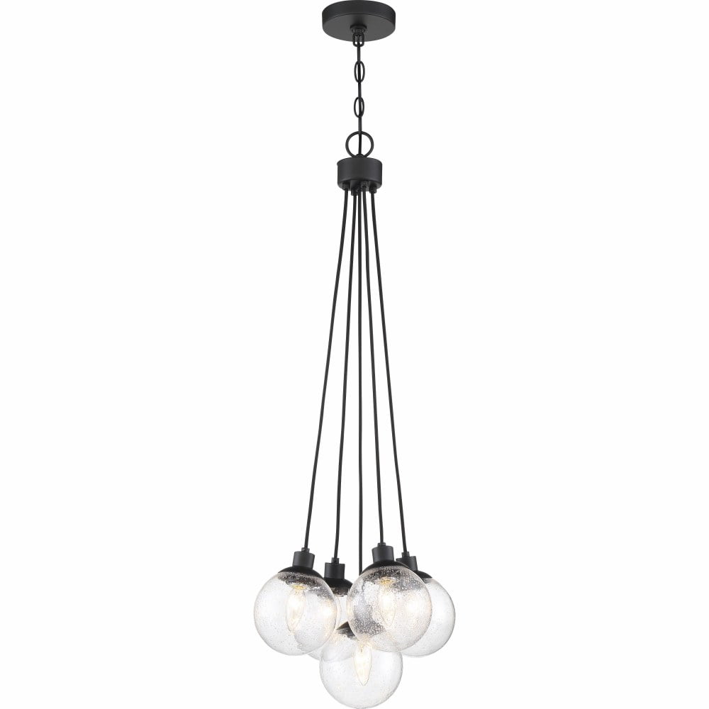 Flat Black Globe Cluster Pendant Light with Clear Glass Shades