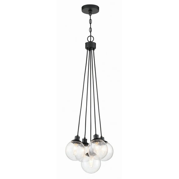 53395-FB Craftmade Lighting Que - Five Light Pendant in Transitional Style - 14.75 inches wide by 39.25 inches high-Flat Black Finish -Traditional