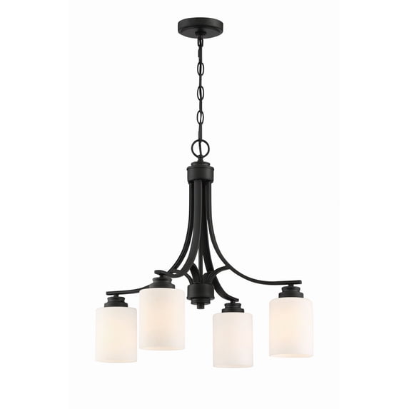 50524-FB-WG Craftmade Lighting Bolden - Four Light Chandelier in Transitional Style - 23 inches wide by 22 inches high-Flat Black Finish-White/Frost