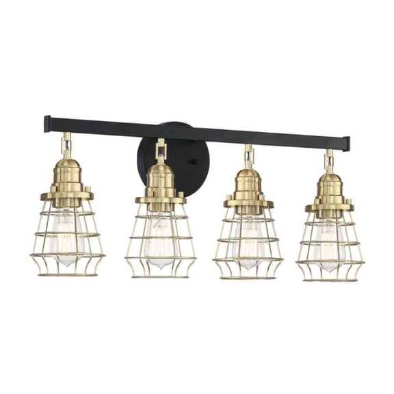 50604-FBSB Craftmade Lighting Thatcher - 4 Light Cage Bath Vanity In Transitional/Modern and Contemporary Style-11 Inches Tall and 26 Inches Wide-Flat