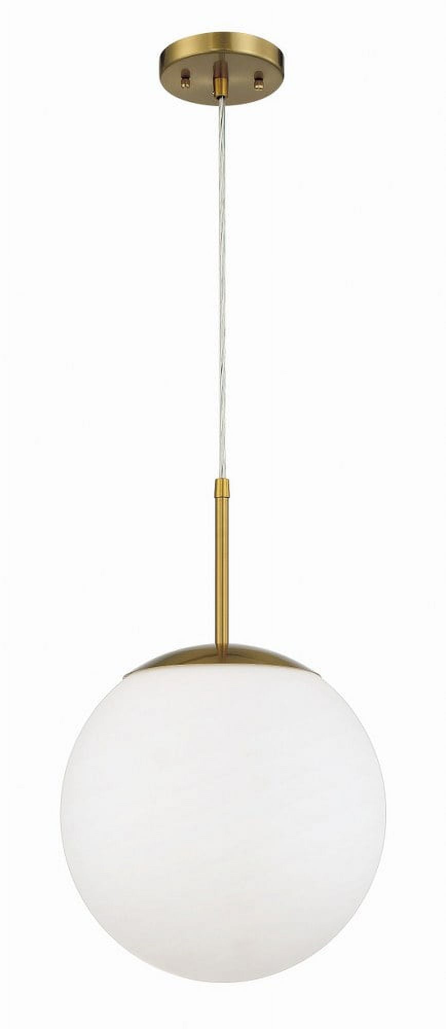 Satin Brass Frost White Glass Globe Pendant Light