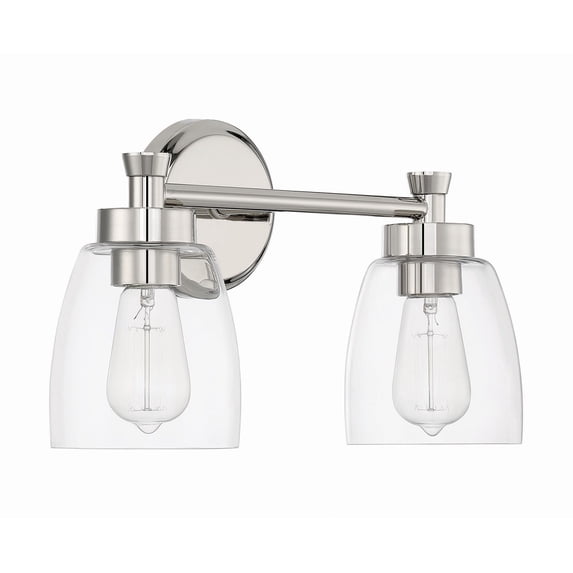Craftmade Henning 2 Light Vanity, Clear Glass, Polished Nickel, 12716PLN2