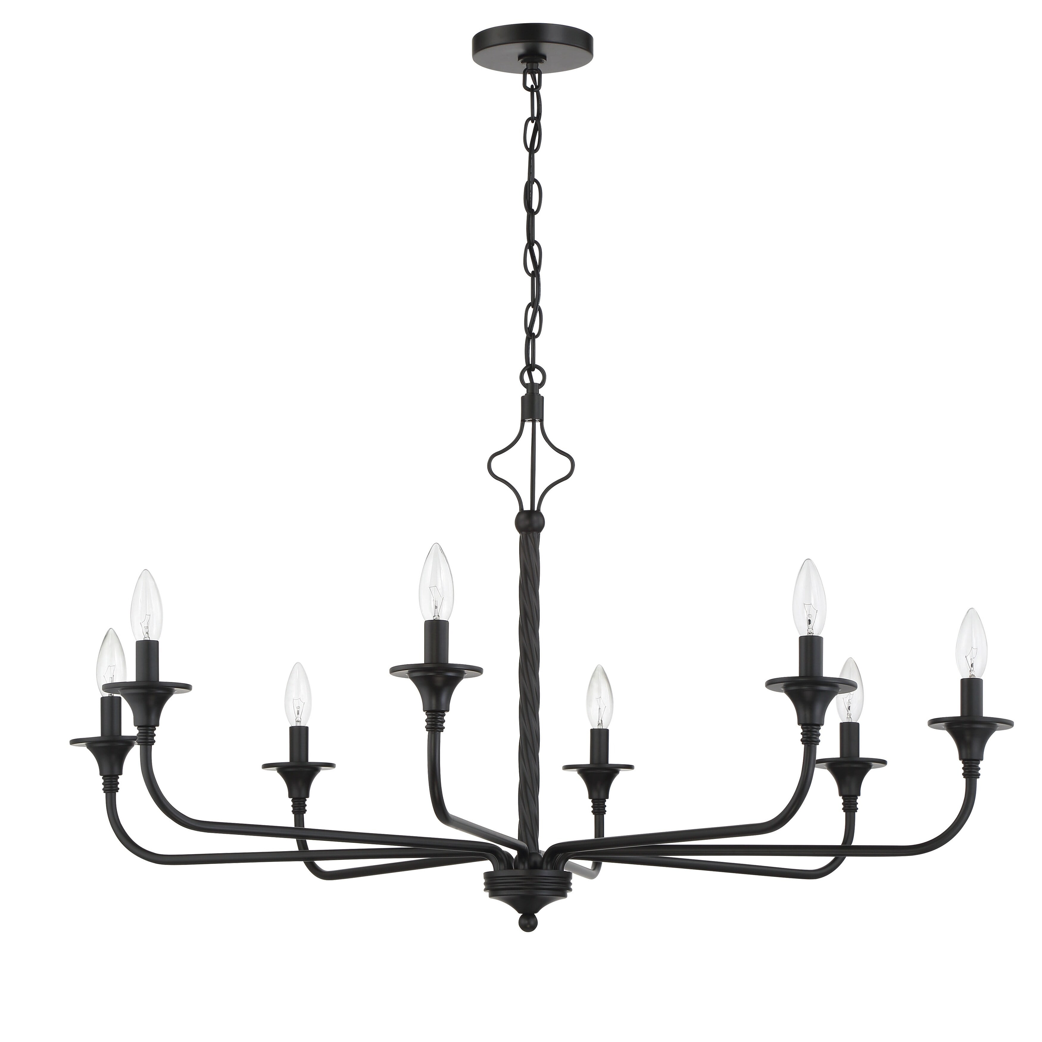 Flat Black 8-Light Candle Style Chandelier