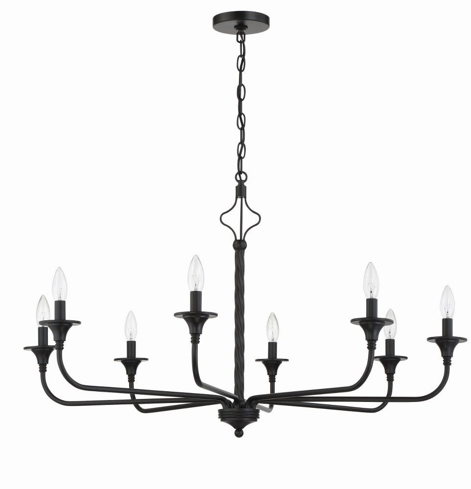 Flat Black 8-Light Candle Style Chandelier