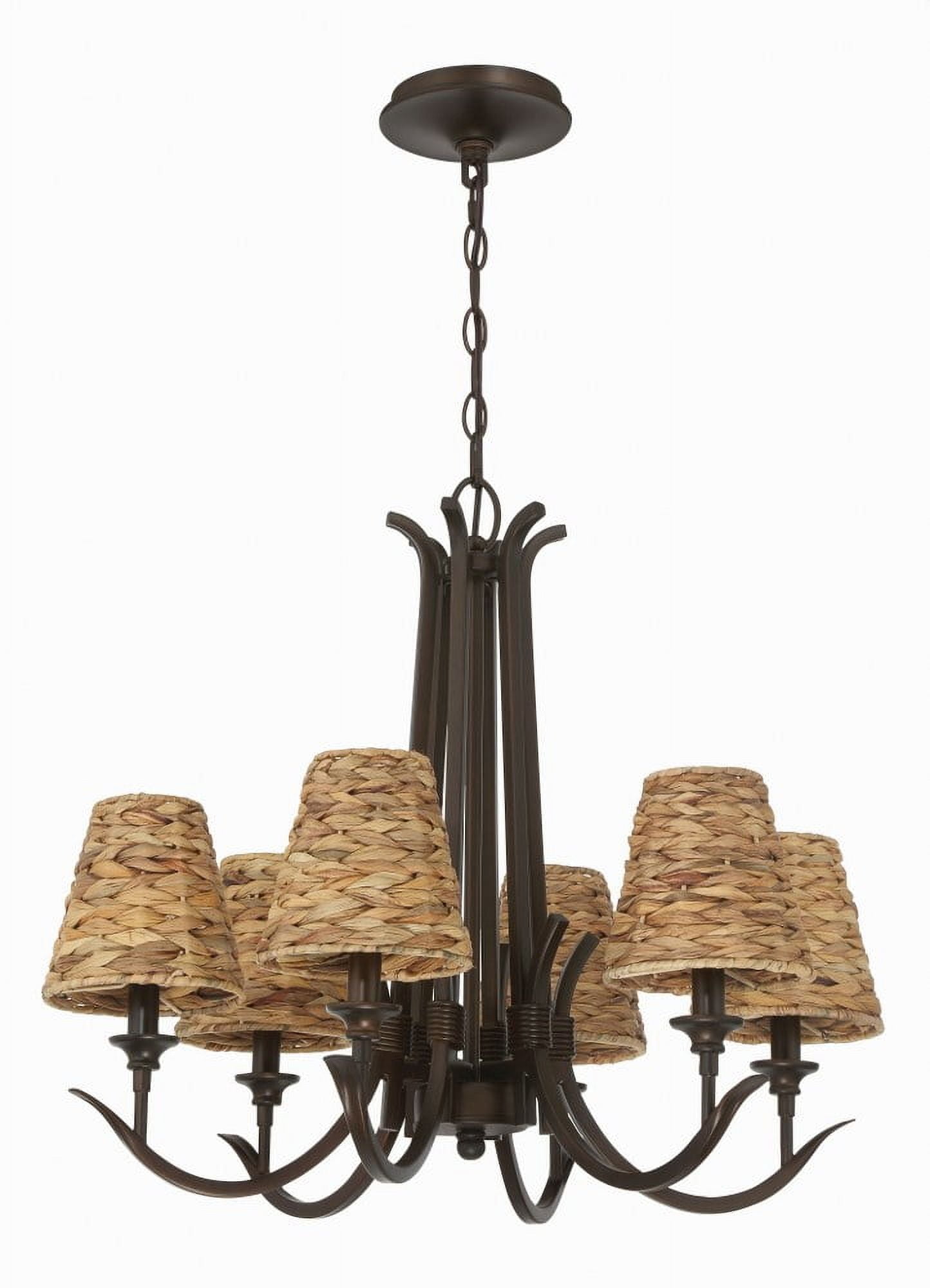 Kokomo 24" Aged Bronze Chandelier with Natural Sea Grass Shades