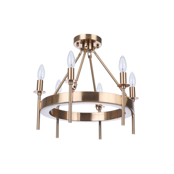 54356-SB Craftmade Lighting Larrson - 6 Light Semi-Flush Mount-Satin Brass Finish