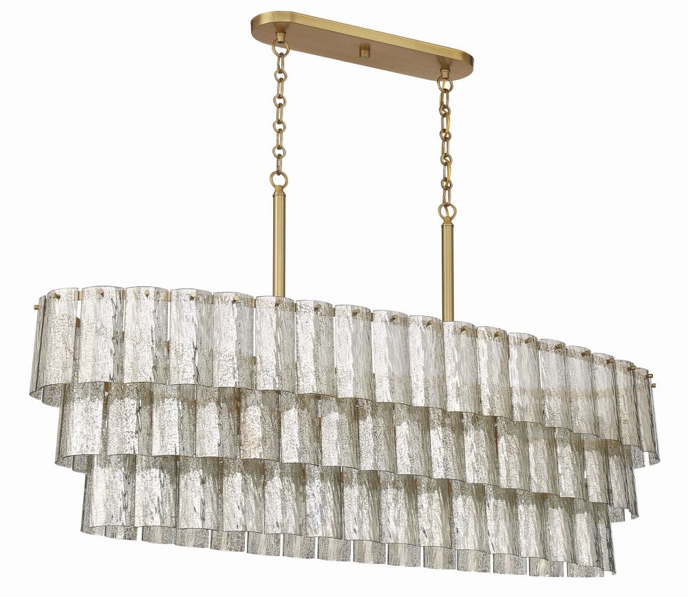 Museo Satin Brass and Glass 7-Light Island Pendant