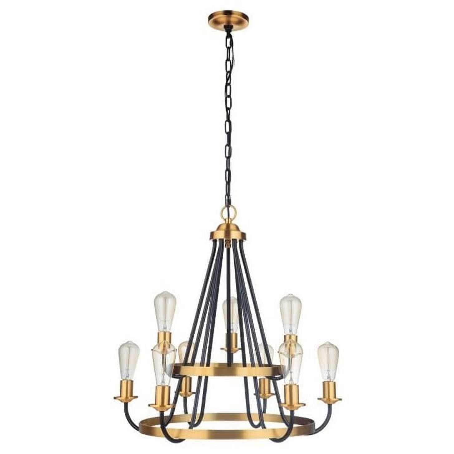Black and Brass 9-Light Candle Chandelier with Crystal Accents