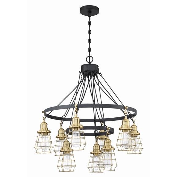 50629-FBSB Craftmade Lighting Thatcher - 9 Light 2-Tier Cage Down Chandelier In Transitional/Modern and Contemporary Style-31 Inches Tall and 30