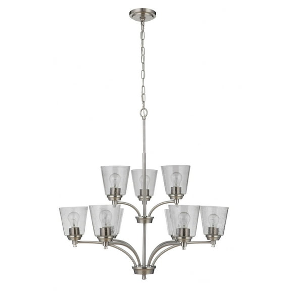 50229-BNK Craftmade Lighting Tyler - Nine Light 2-Tier Chandelier in Transitional Style - 31.5 inches wide by 34 inches high-Brushed Polished Nickel
