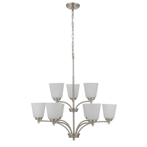 50229-BNK-WG Craftmade Lighting Tyler - Nine Light 2-Tier Chandelier in Transitional Style - 31.5 inches wide by 34 inches high-Brushed Polished