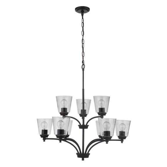 50229-FB Craftmade Lighting Tyler - Nine Light 2-Tier Chandelier in Transitional Style - 31.5 inches wide by 34 inches high-Flat Black