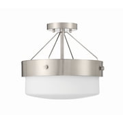XS3213-BNK Craftmade Lighting Oak Street - 2 Light Convertible Semi-Flush Mount-13 Inches Tall and 13 Inches Wide-Brushed Polished Nickel Finish