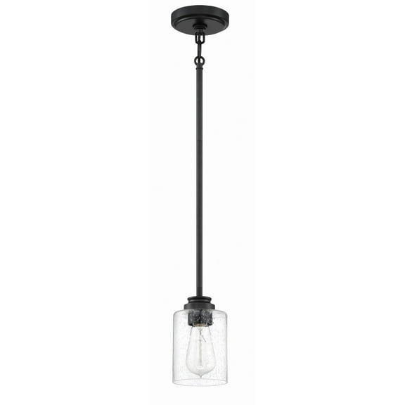 50591-FB Craftmade Lighting Bolden - One Light Mini Pendant in Transitional Style - 5 inches wide by 7.25 inches high-Flat Black Finish-Clear/Seeded