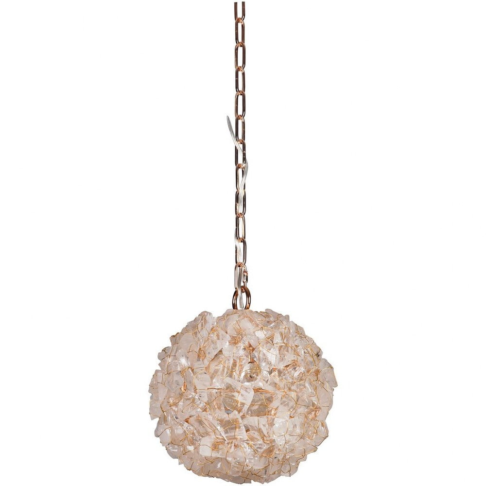 Polished Nickel Crystal Mini Pendant with Cream Shade