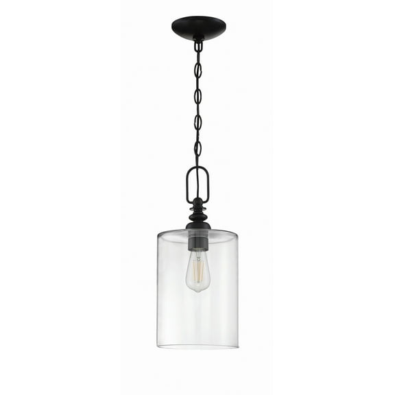 49891-FB-C Craftmade Lighting Dardyn - One Light Mini Pendant - 7.5 inches wide by 16.5 inches high-Flat Black Finish-White Frosted Glass Color