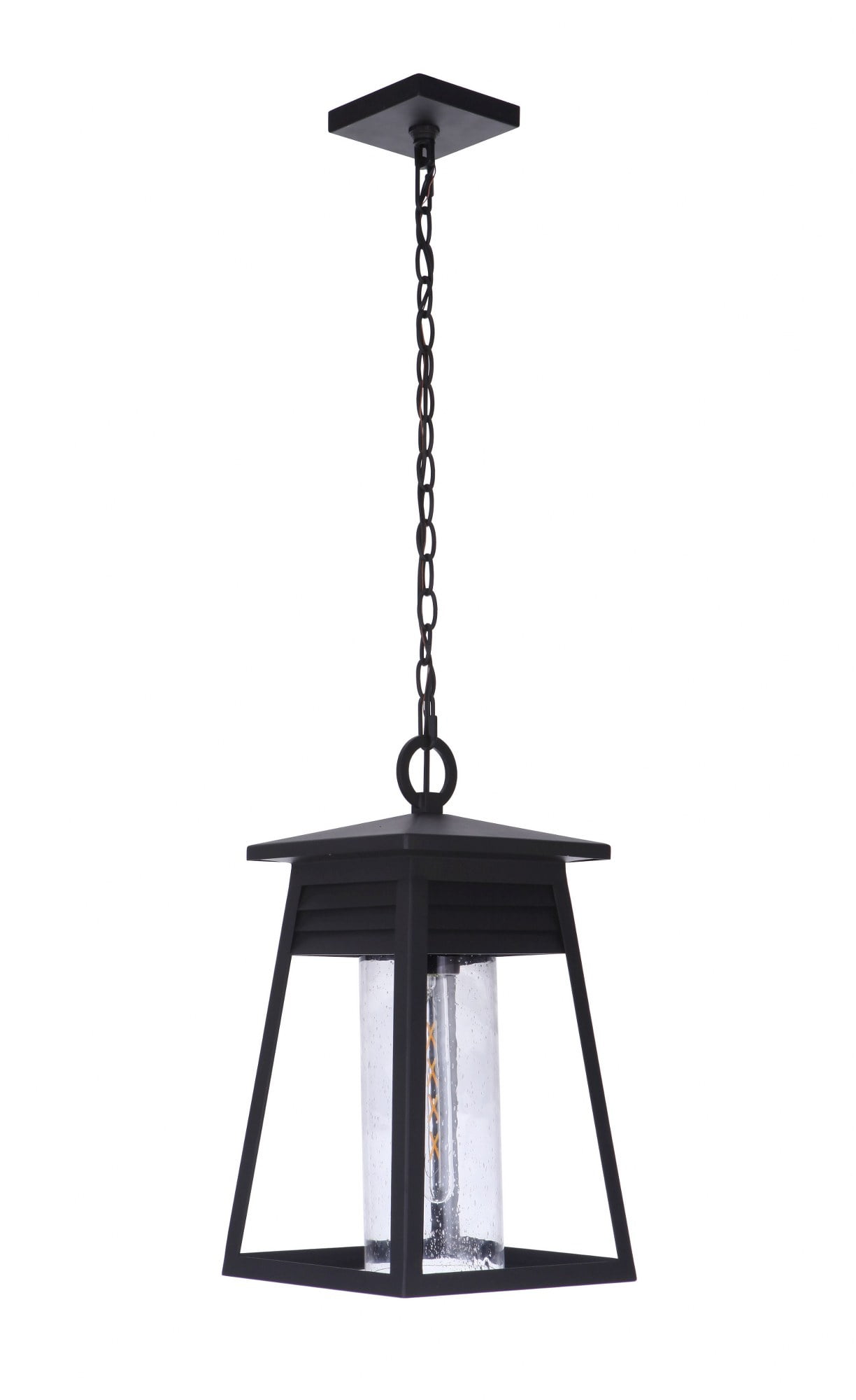 Becca Matte Black 10" Outdoor Pendant with Clear Seeded Glass