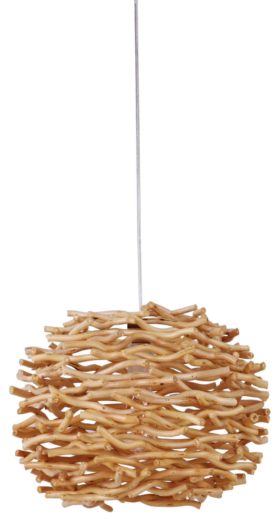 Natural Wood Swag Pendant Light with Glass Shade