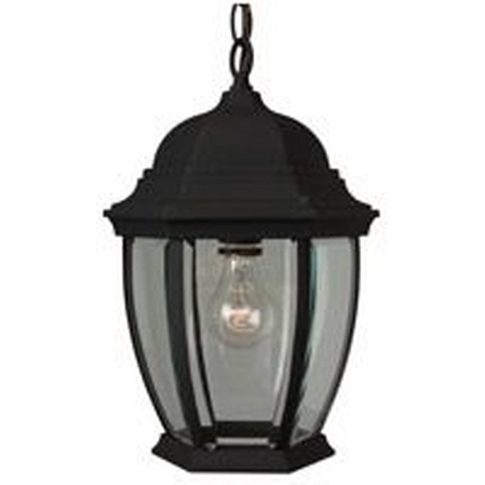 Matte Black Glass Outdoor Hanging Lantern Pendant