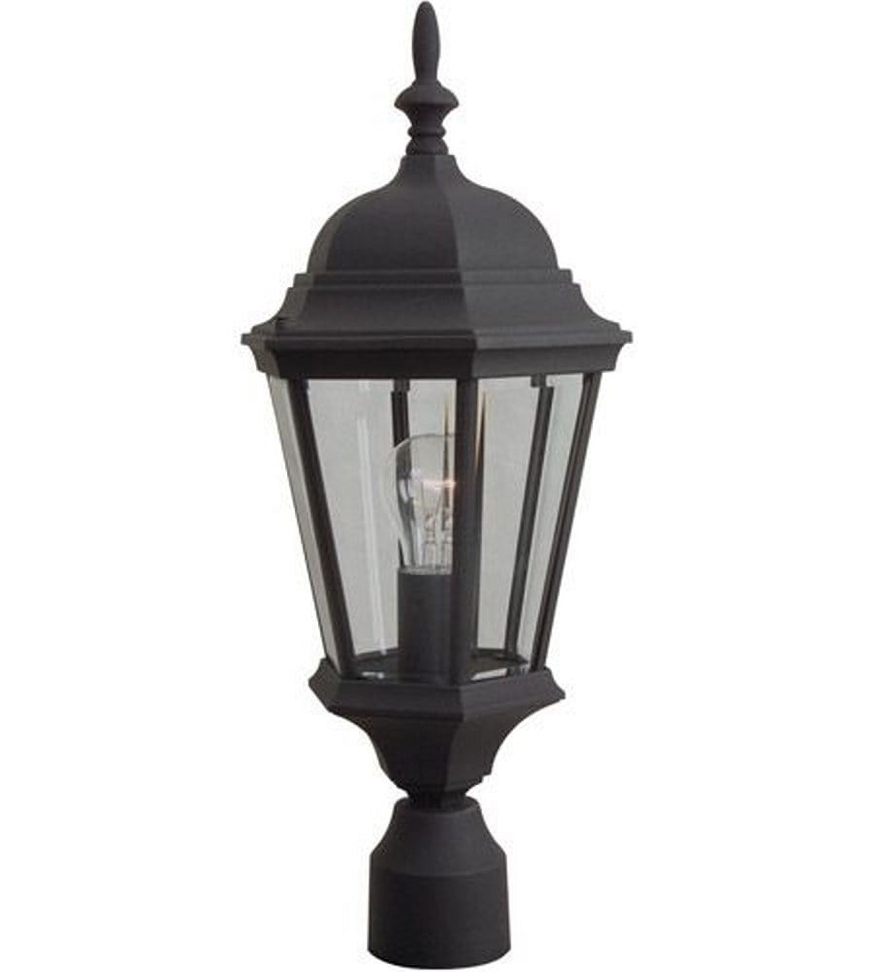 Textured Matte Black Outdoor Post Light with Glass Panels