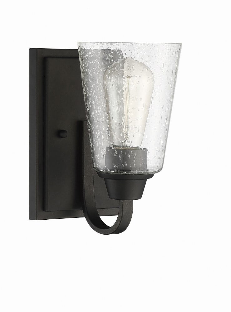 Modern Black Nickel Vanity Sconce with Clear Bell Shade