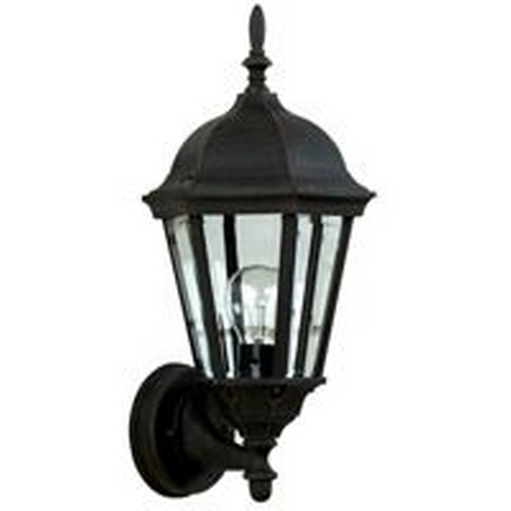 Black Traditional Outdoor Wall Lantern with Clear Glass Shade