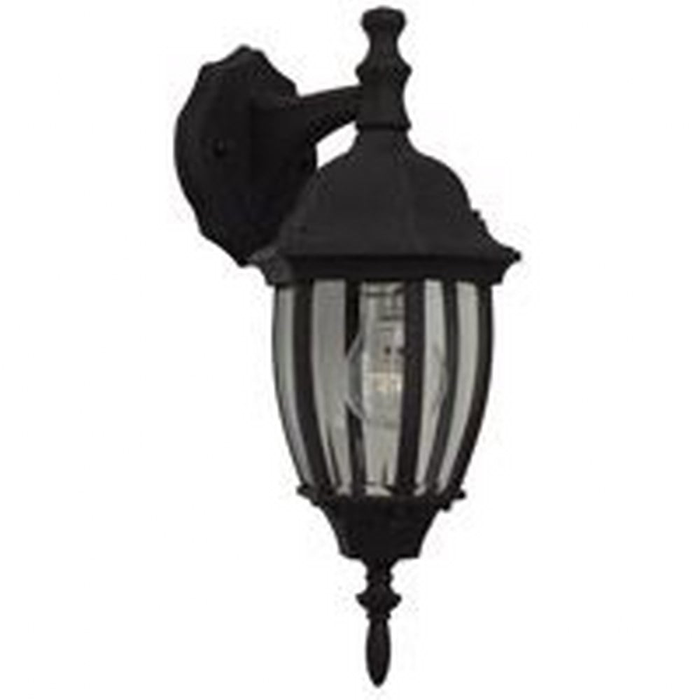 Matte Black Traditional Outdoor Wall Lantern with Clear Glass