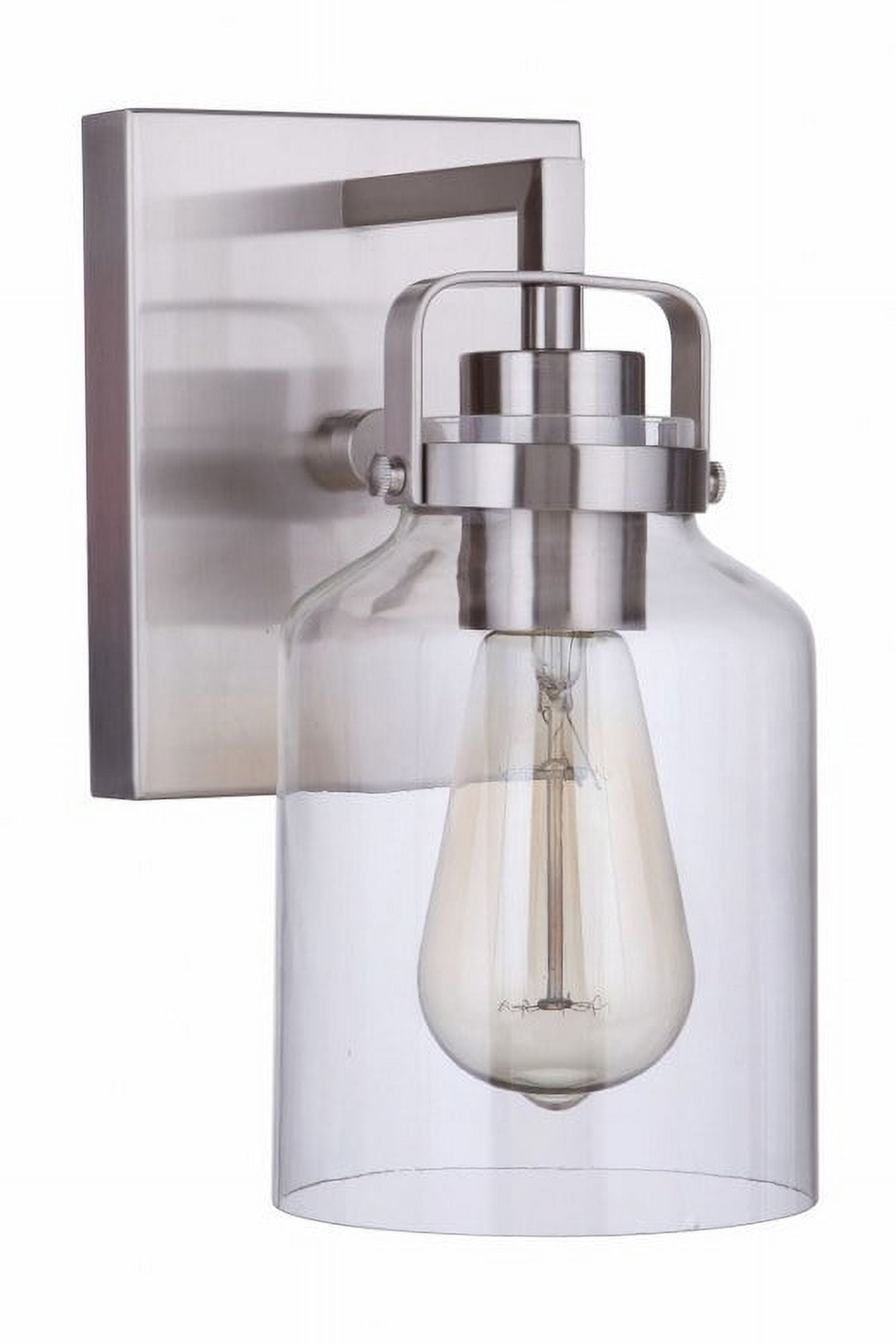 Polished Nickel Jelly Jar Wall Sconce with Clear Glass