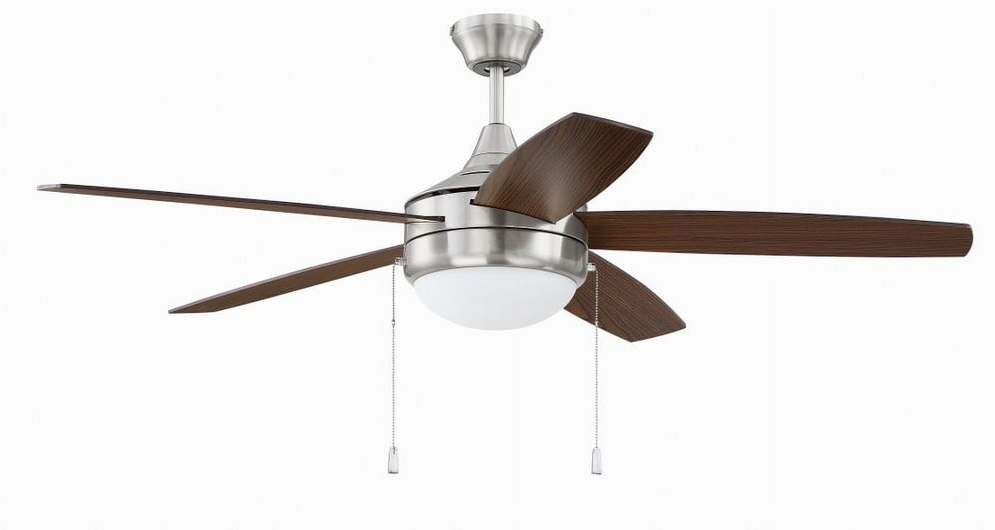 Brushed Nickel 52" Ceiling Fan with Walnut Blades and LED Light