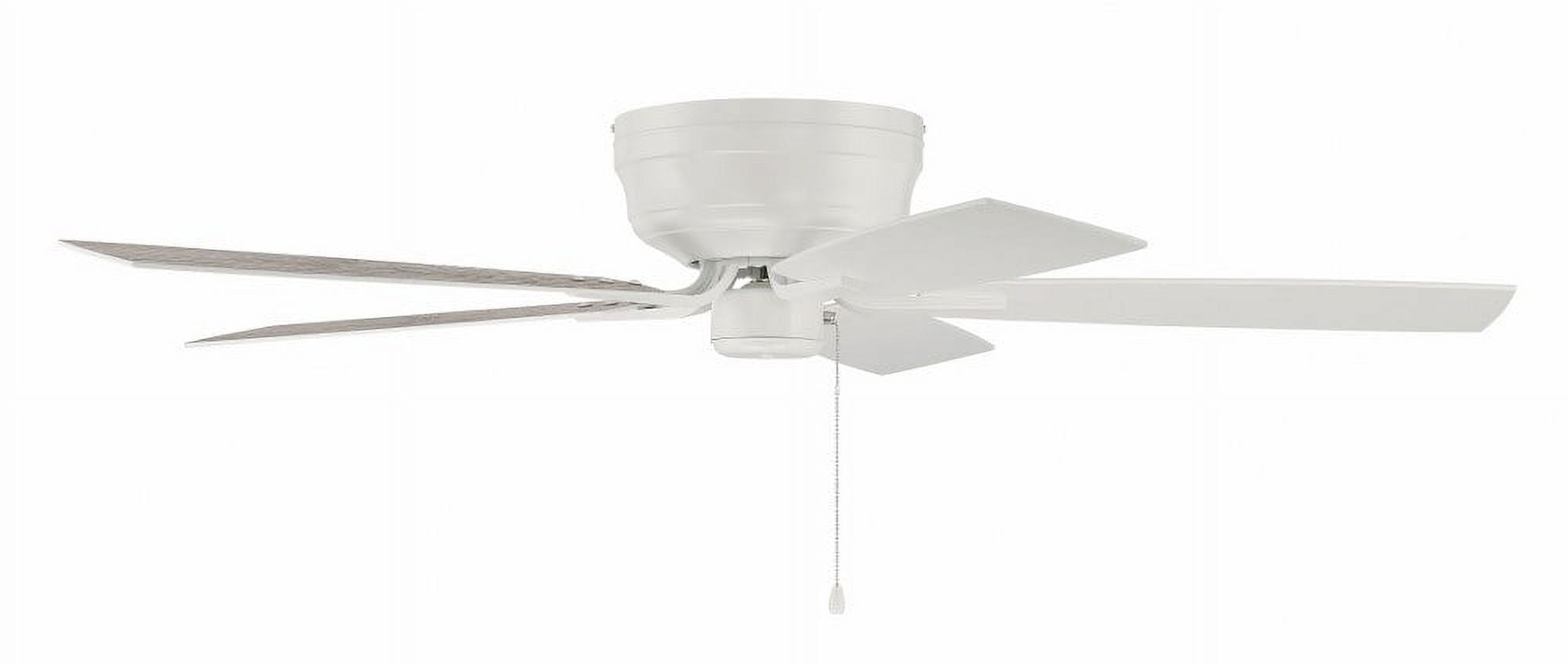 White 52" Low Profile Ceiling Fan with Reversible Blades
