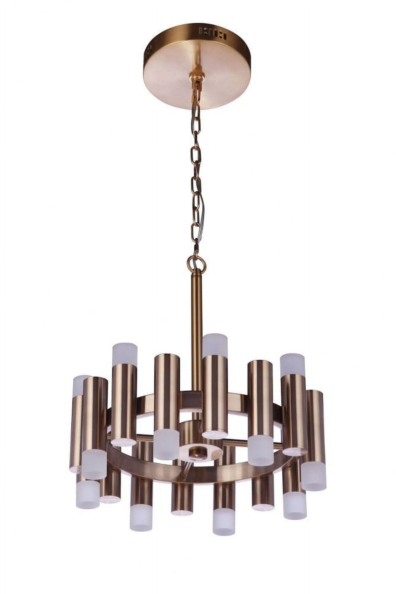 Satin Brass 16-Light LED Chandelier with Frosted Acrylic Shades