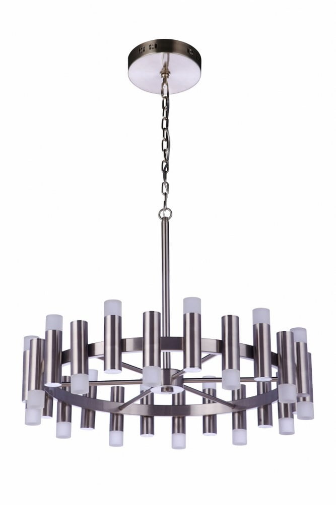 Brushed Polished Nickel 24-Light LED Chandelier with Frosted Acrylic Shades