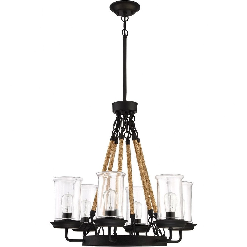 Homestead 28" Polished Nickel Outdoor Chandelier with Clear Glass Shades