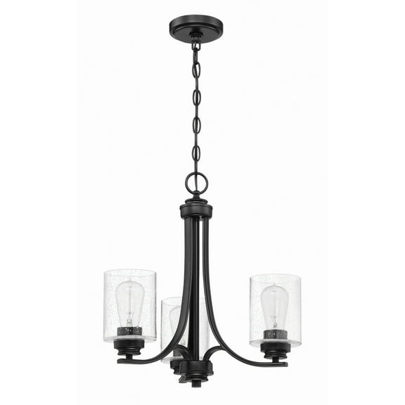 50523-FB Craftmade Lighting Bolden - Three Light Chandelier in Transitional Style - 18 inches wide by 18 inches high-Flat Black Finish-Clear Glass