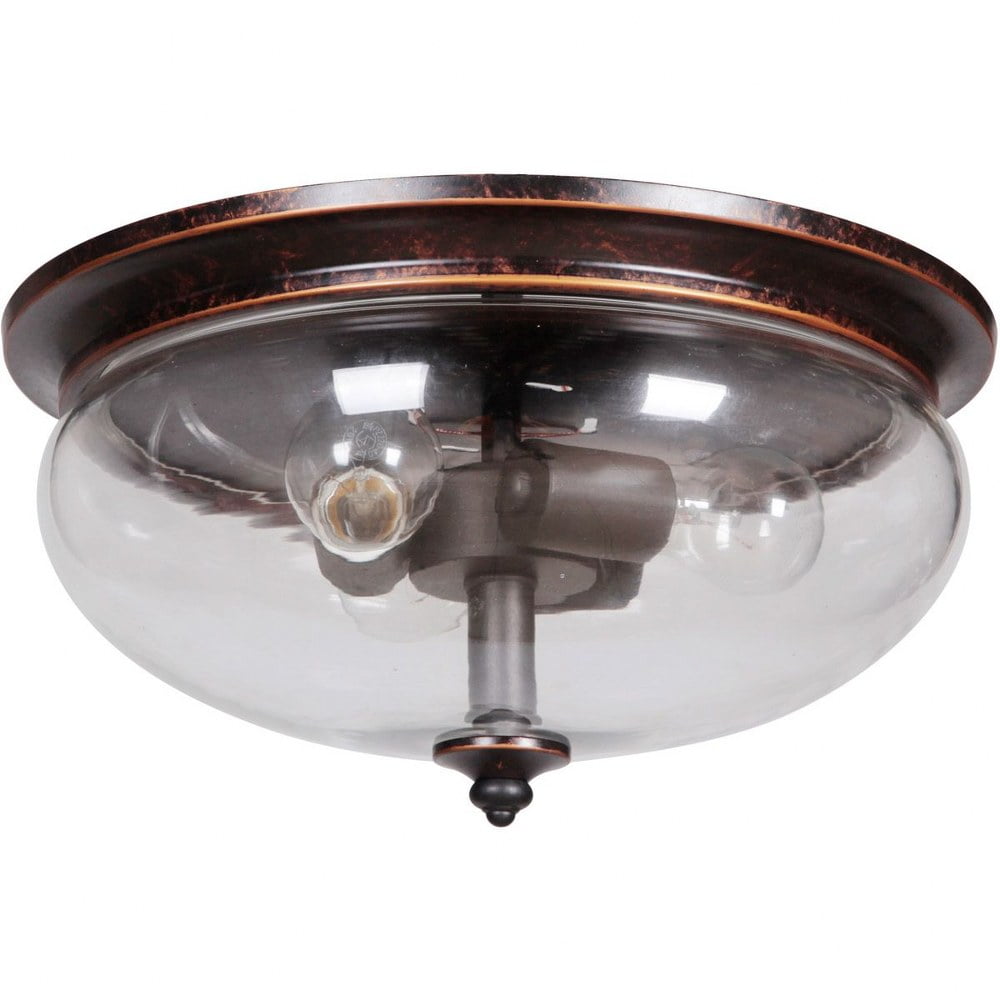 Stafford Aged Bronze 15" Flush Mount Ceiling Light with Clear Glass