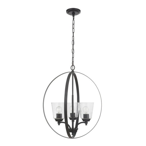 50233-FB Craftmade Lighting Tyler - Three Light Foyer in Transitional Style - 21 inches wide by 25.25 inches high-Flat Black Finish-Seeded Glass Color