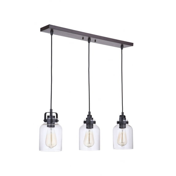 53693-FBDT-Craftmade Lighting-Foxwood - Three Light Linear Pendant - 4.88 inches wide by 7.87 inches high-Flat Black/Dark Teak Finish