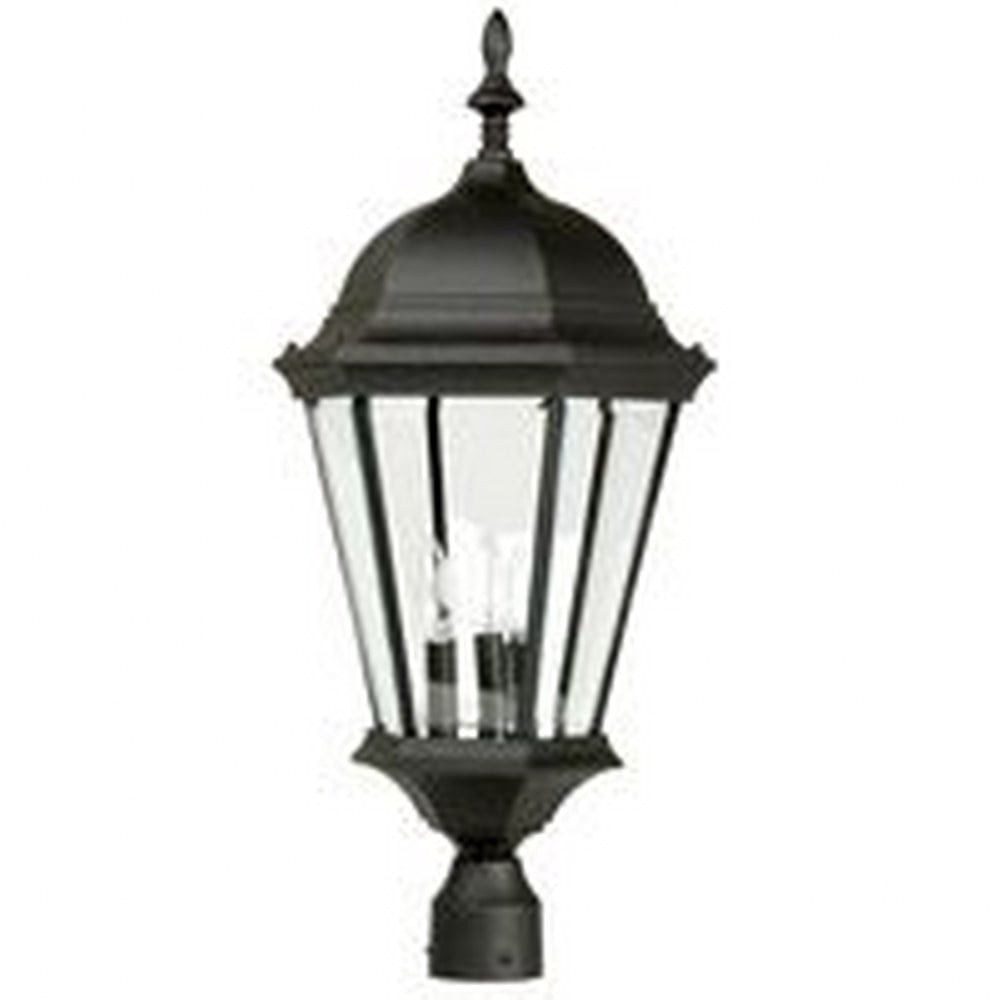 Matte Black Traditional Outdoor Lantern Post Light with Clear Glass