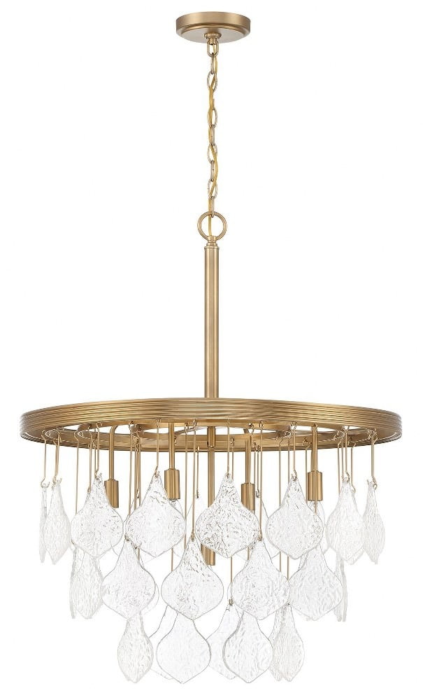 Vesi Satin Brass and Clear Glass 5-Light Pendant