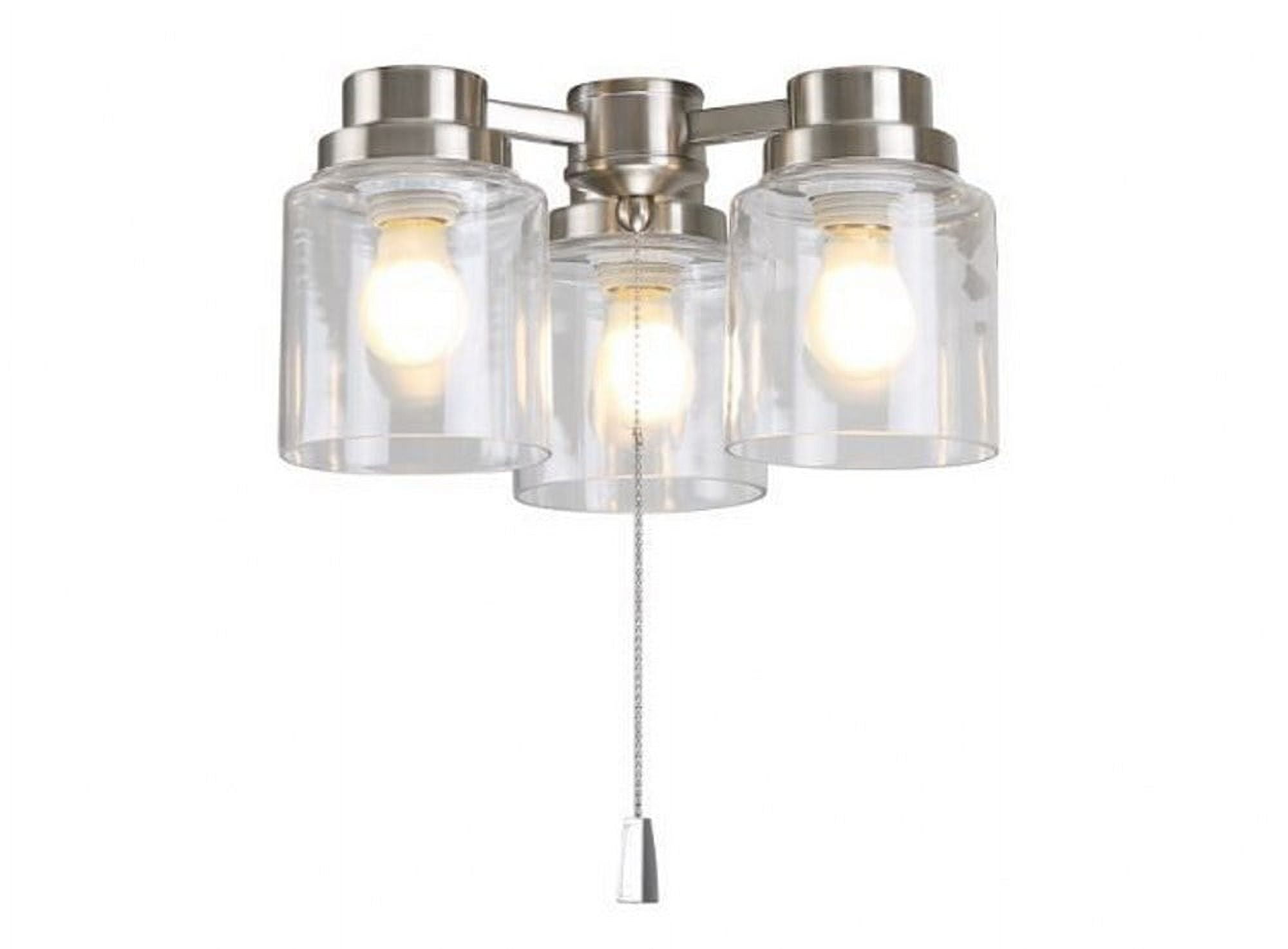 Brushed Polished Nickel 3-Light LED Ceiling Fan Kit with Clear Glass