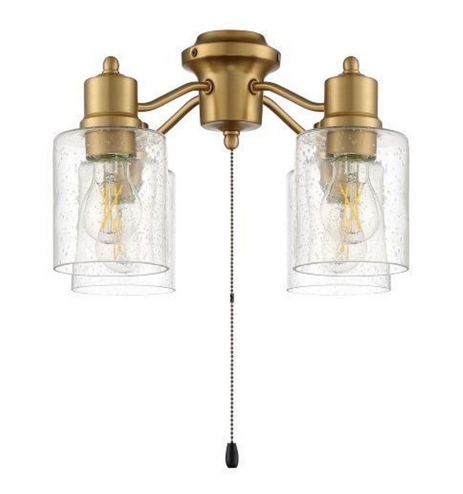 Satin Brass 17" LED Ceiling Fan Light Kit with Clear Seeded Glass