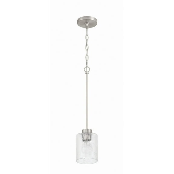 Craftmade - Lyndsey 1 Light 20.75 in. Brushed Polished Nickel Finish Mini Pendant Light with Clear Textured Glass