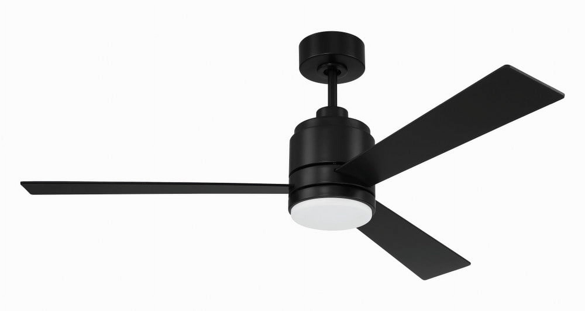 Flat Black 52" Ceiling Fan with Frost White Acrylic Light