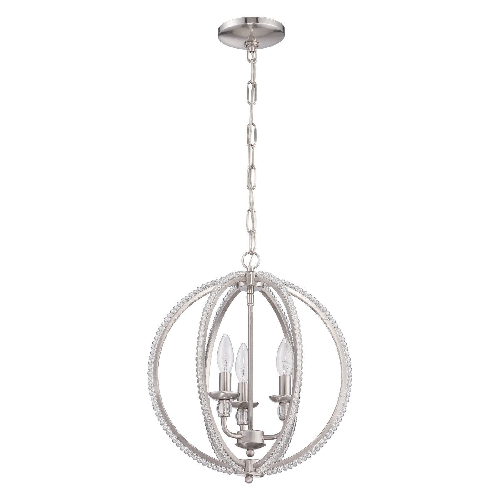 Nickel Beaded Mini Chandelier with Clear Accents