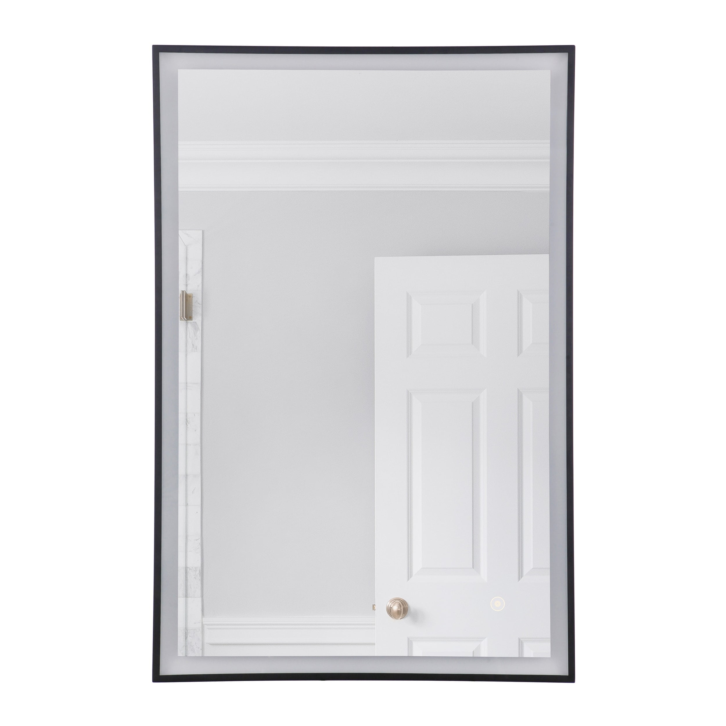 Flat Black LED Lighted Rectangular Bathroom Vanity Mirror